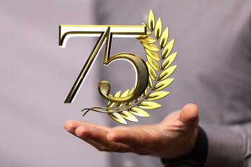 75 years anniversary celebration logotype with elegant celebration.