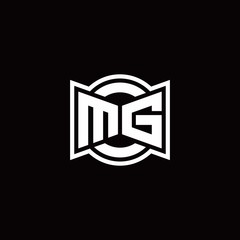 MG logo monogram with ribbon style circle rounded design template