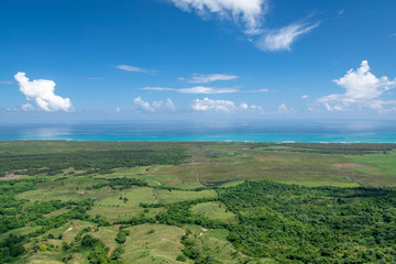 Fototapeta na wymiar Beautiful view of the Rounded Lagoon from the Rounded Mountain at Miches, Dominican Republic. Montaa Redonda Miches.