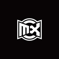 MX logo monogram with ribbon style circle rounded design template