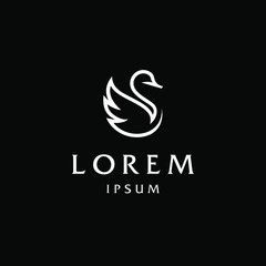minimal swan logo icon design in trendy linear style