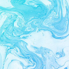 Fototapeta premium Hand painted background for creative design of posters, cards, banners, websites, wallpapers. Mixed light blue oil paints on a canvas. Modern artwork. Trendy artistic style. Abstraction.