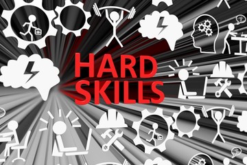 HARD SKILLS concept blurred background 3d render illustration