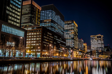東京駅周辺の夜景 高層ビル 日比谷 丸の内 ~ Tokyo Station Night View skyscraper...