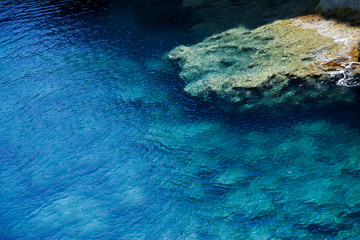 Fototapeta na wymiar clear water sea and blue sky paradise mediterranean beach summer experience travel 