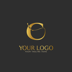 C Initial letter Gold Logo Icon classy gold letter suitable for boutique restaurant wedding service hotel or business identity