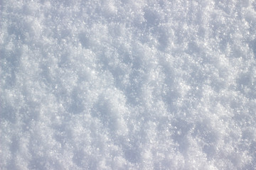 Snow background. Texture of white snow sparkling in the sun. Abstract christmas blurred background.