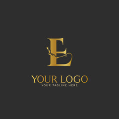 E Initial letter Gold Logo Icon classy gold letter suitable for boutique restaurant wedding service hotel or business identity