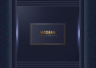 Abstract template dark blue luxury premium background with luxury square pattern and lighting lines.