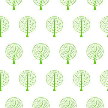Seamless tree pattern. Hand Drawn nature and ecology theme background. EPS 8
