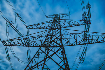 High voltage post,High voltage tower sky surise background
