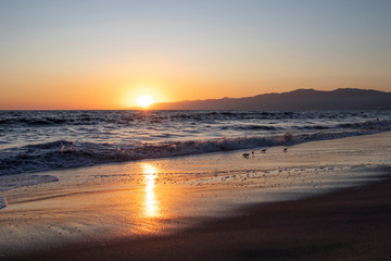 Fototapeta na wymiar Sunset at Venice Beach, Los Angeles, California, USA
