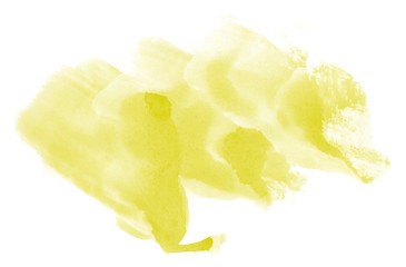 Fototapeta premium Abstract watercolor background hand-drawn on paper. Volumetric smoke elements. Yellow color. For design, web, card, text, decoration, surfaces.