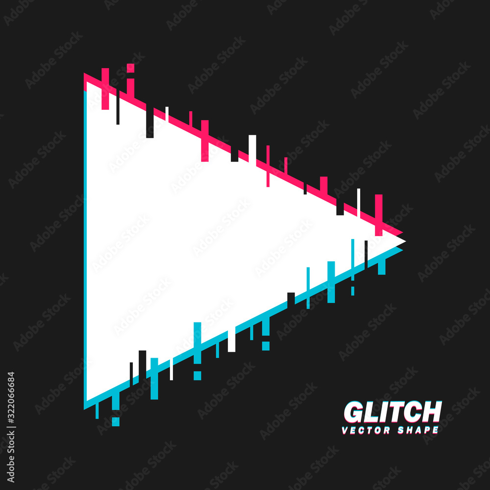 Poster glitched triangle shape. distorted glitch style modern background. glow design for graphic design - 