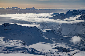 Obraz na płótnie Canvas snow covered peaks in the Swiss Alps Matterhorn glacier paradise
