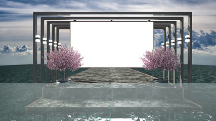 Lightbox Outdoor Take View Sky and the Ocean 3D rendering 