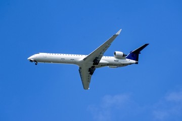 a great linear passenger plane approaches the landing