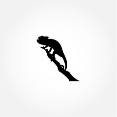 Chameleon Animal Silhouette Vector For Banner or Background