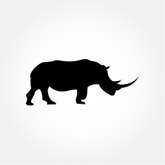 Rhino Animal Silhouette Vector For Banner or Background