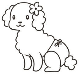 パンツをはいたメスのトイプードルのイラスト