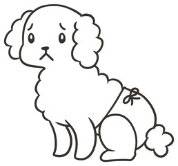 パンツをはいたトイプードルのイラスト_困り顔