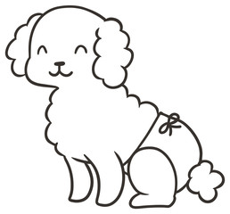 パンツをはいたトイプードルのイラスト_笑顔