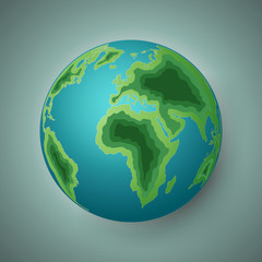 Paper art style of green earth on nature background as ecology and environment conservation creative idea concept.