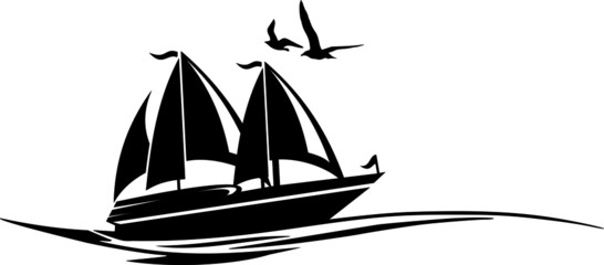 Ship Sailing Yacht Silhouette Vector