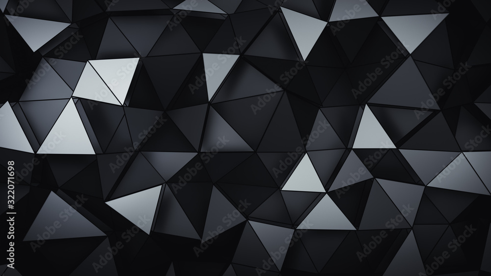 Poster multilayered polygonal black structure 3d rendering illustration
