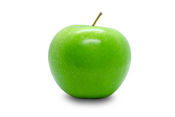 Green apple fruit Placed on a white background