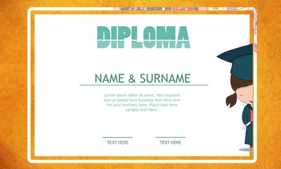 Certificate kids diploma kindergarten template layout background frame design vector.