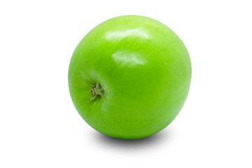 Green apple fruit Placed on a white background