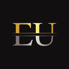 Initial EU Letter Linked Logo Business Vector Template. Creative Letter EU Logo Design
