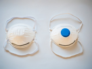 white protective medical face mask with clipping path on white background