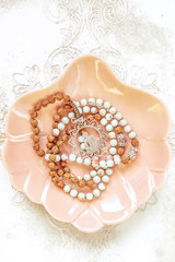 Mineral stone beads 108 mala necklace for yoga meditation practice