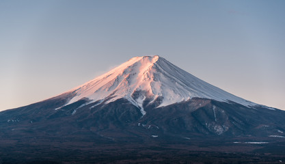 Landscape of Japan Mt. Fuji volcano in winter, traveling concept. - obrazy, fototapety, plakaty