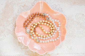 Mineral stone beads 108 mala necklace for yoga meditation practice