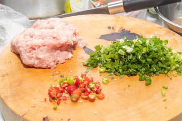 raw meat with vegetables