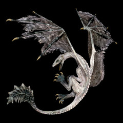 3D Rendering Fairy Tale Dragon on Black