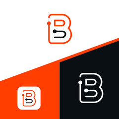Letter B logo Design,Technology and digital dot connection logo vector