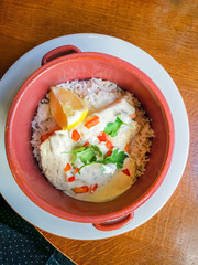delicious Rice and chicken on plate