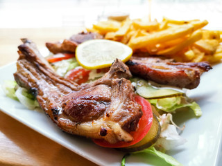 juice roasted lamb chops on the table