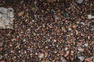 rocky soil in the mountains. small stones. texture.