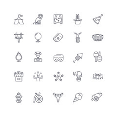  Line icons set. Circus pack. Vector illustration