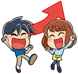 イラスト素材 女性 かわいい 私服 喜ぶ 笑顔 Wall Mural はしもとあやね えな屋