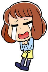 Obraz premium 失敗 涙 かわいい 子供 イラスト 小学生 女の子