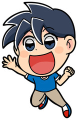 挙手　かわいい　子供　イラスト　キッズ　小学生　男の子