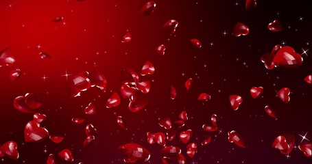 Romantic red polygonal flying hearts in ray of light. Valentines Day. Red event background. 3D rendering illustration - 322079630