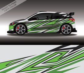 Plakat Car wrap decal design vector, custom livery race rally car vehicle sticker and tinting.