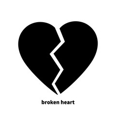 broken heart icon on white background